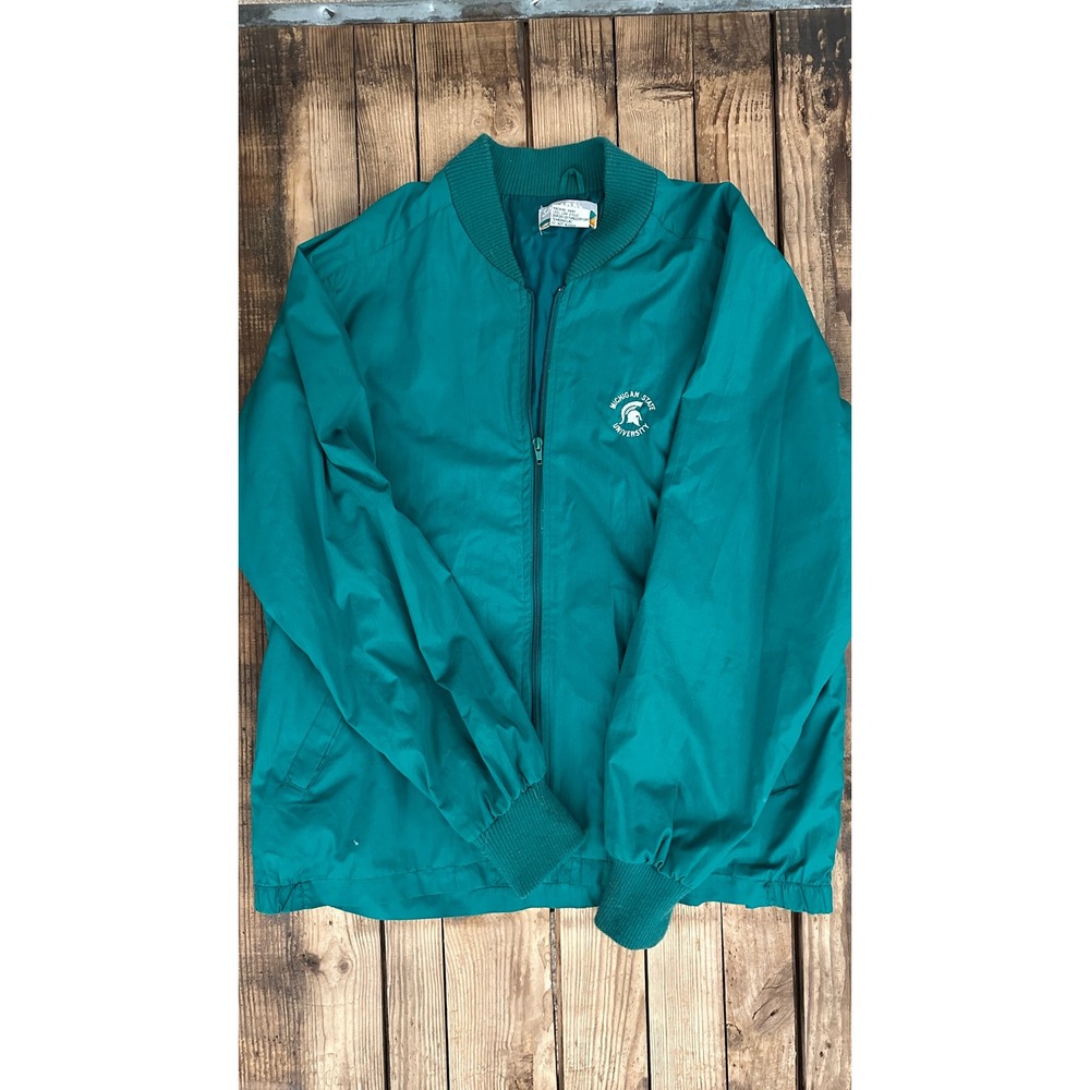 Vintage Sahara Michigan State University Spartans Windbreaker Jacket Green Mens